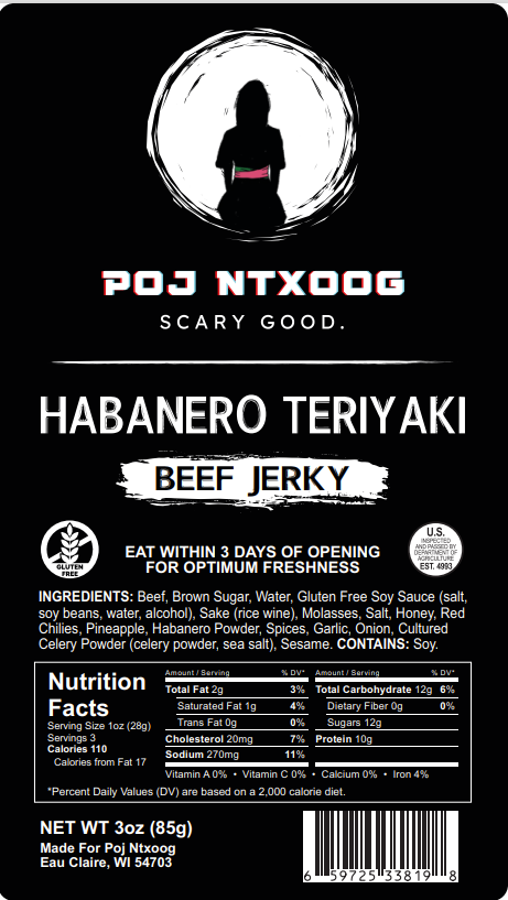 Poj Ntxoog Habanero Teriyaki Jerky - Soft