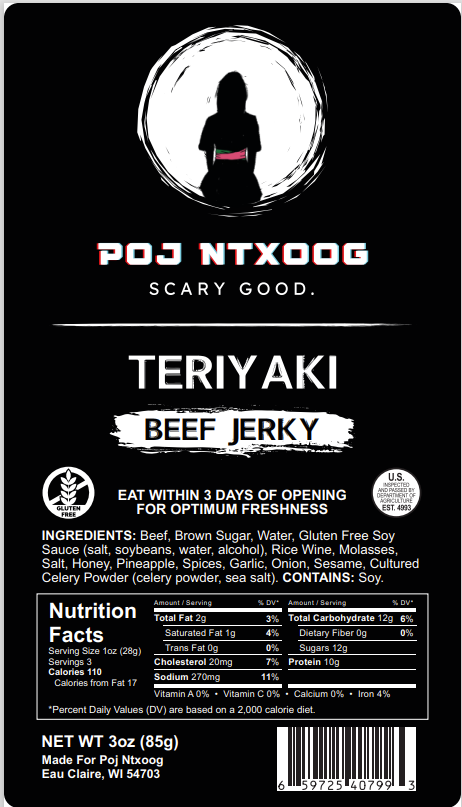 Poj Ntxoog Teriyaki Jerky - Soft